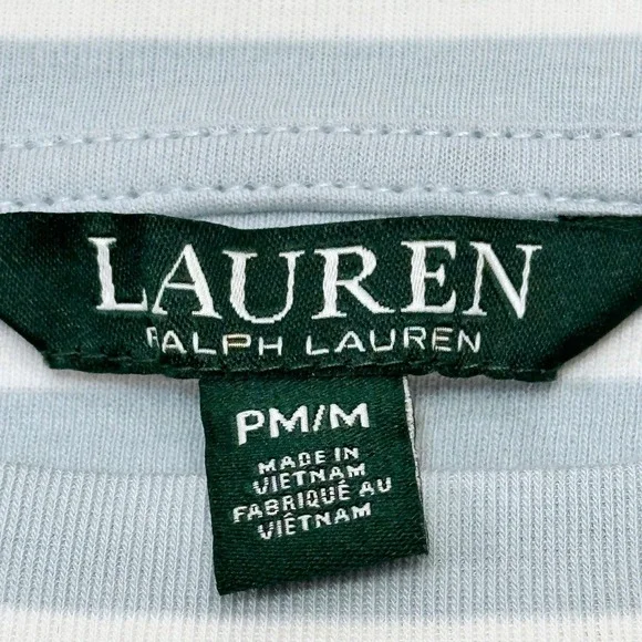 Lauren Ralph Lauren Striped Top Blue White 3/4 Sleeve Size PM Preppy New - Picture 4 of 9